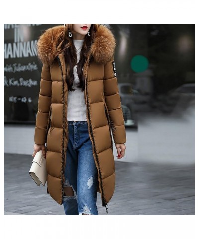 Womens Maxi Length Long Sleeve Puffer Jacket, Button Down Warm Winter Thicken Hooded Casual Puffy Down Coats Coffee C $23.18 ...