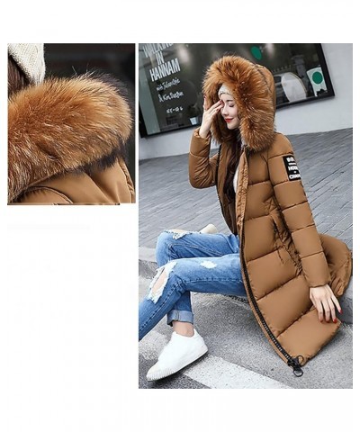 Womens Maxi Length Long Sleeve Puffer Jacket, Button Down Warm Winter Thicken Hooded Casual Puffy Down Coats Coffee C $23.18 ...