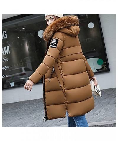 Womens Maxi Length Long Sleeve Puffer Jacket, Button Down Warm Winter Thicken Hooded Casual Puffy Down Coats Coffee C $23.18 ...