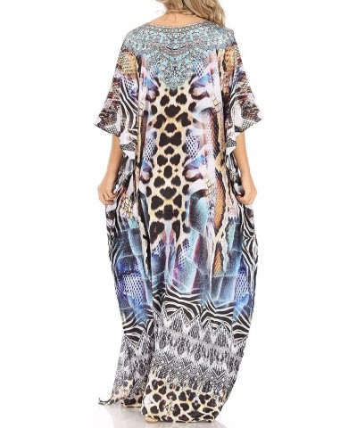 Anahi Flowy Design V Neck Long Caftan Dress/Cover Up with Rhinestone Scbr226-brown $29.40 Swimsuits