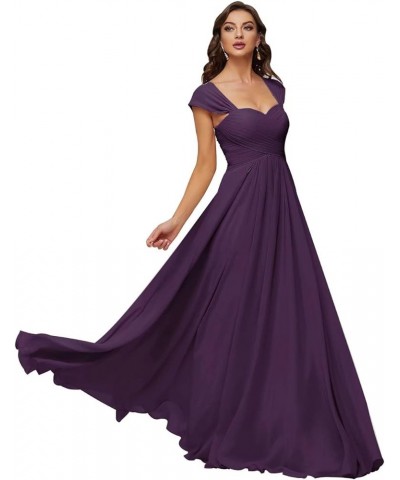 Women's Long Chiffon Bridesmaid Dresses Sweetheart Neck Formal Evening Party Gowns Grape $32.66 Dresses