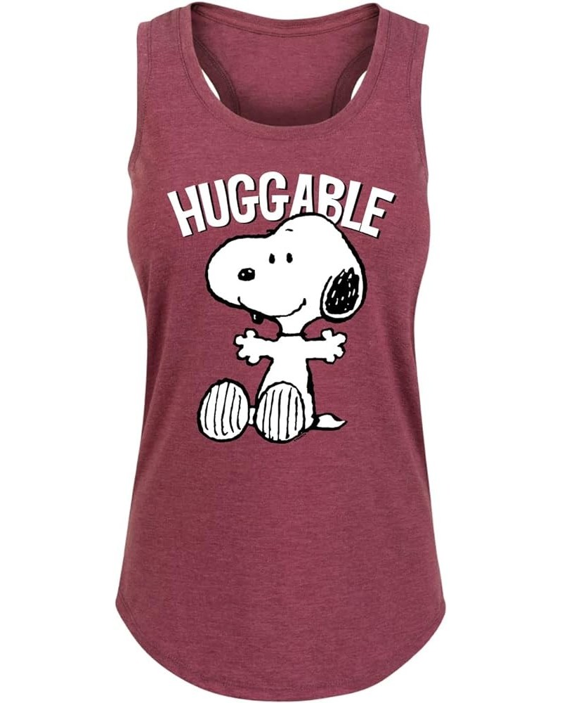 Peanuts - Faces of Snoopy - Women's Racerback Tank Top Huggable - Heather Wine $12.95 Tanks