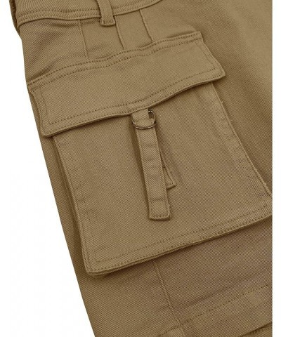 Womens Casual High Waist Cargo Shorts with Pockets Summer Short Hot Pants Brown $13.52 Shorts