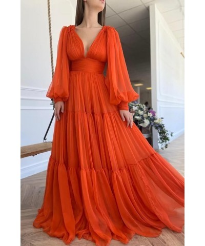 Long Puffy Sleeve Prom Dress Tulle Ball Gown for Women Wedding Dresses V Neck Formal Evening Gowns Sky Blue $37.80 Dresses