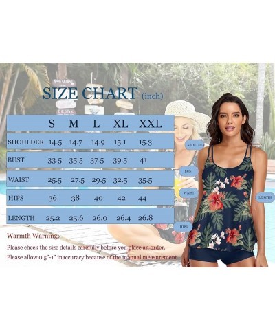 Women's Bathing Suits Swimsuits Tankini Sets for Two Piece Blouson Tank Top with Boyshorts Dot Navy Blue $20.27 Swimsuits