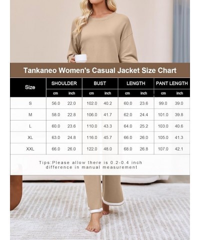 Women's Fall 2 Piece Outfit Sweater Set Long Sleeve Pullover Top Wide Leg Pants Lounge Sets Black $26.95 Activewear