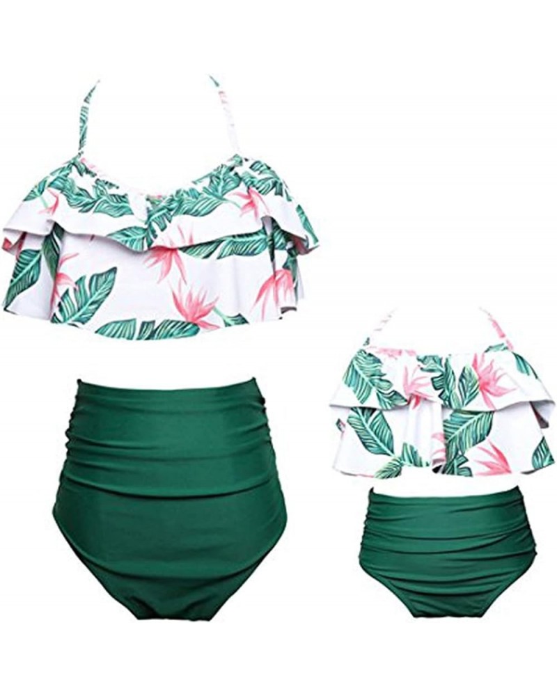 Mom and Daughter Matching Swimsuit Two Piece Bikini Sets Green Leaf $10.25 Sets