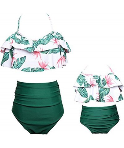 Mom and Daughter Matching Swimsuit Two Piece Bikini Sets Green Leaf $10.25 Sets