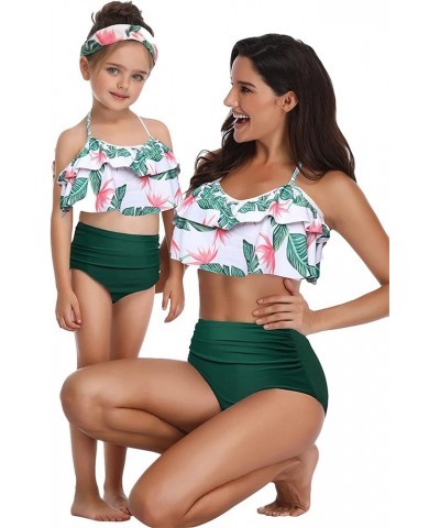 Mom and Daughter Matching Swimsuit Two Piece Bikini Sets Green Leaf $10.25 Sets