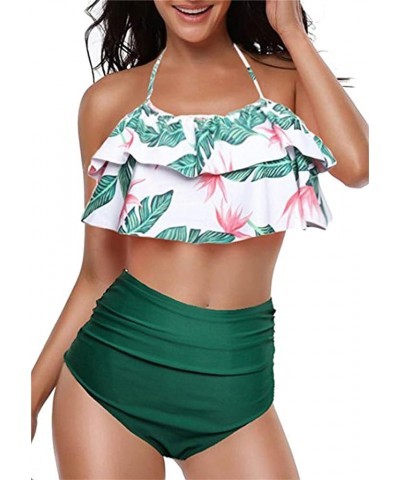 Mom and Daughter Matching Swimsuit Two Piece Bikini Sets Green Leaf $10.25 Sets