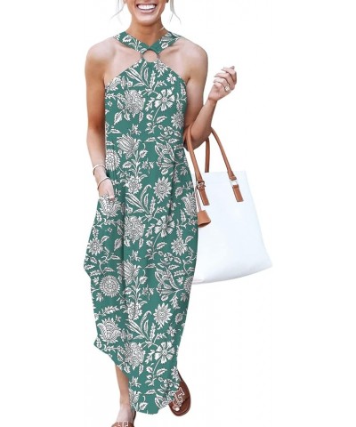 Women's Summer Casual Criss Cross Sundress Sleeveless Split Maxi Long Beach Dress with Pockets Print 08 $16.34 Dresses