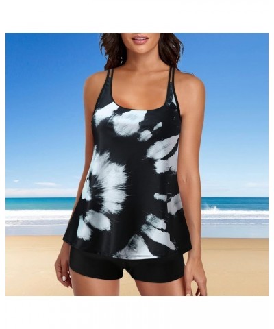 Women's Two Piece Tankini Swimsuit Tummy Control Print Athletic Swimsuits Tank Tops with High Waist Boy Shorts Bathing Suits ...