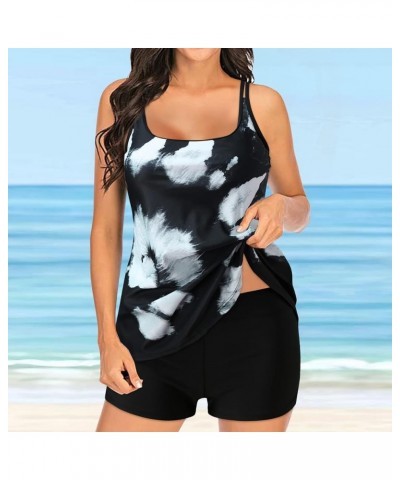 Women's Two Piece Tankini Swimsuit Tummy Control Print Athletic Swimsuits Tank Tops with High Waist Boy Shorts Bathing Suits ...