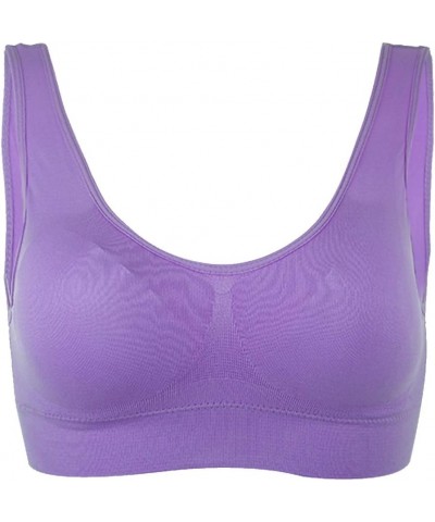 Women Removeable Pads Wirefree Sleep Vest Tops Bra Purple $9.73 Lingerie