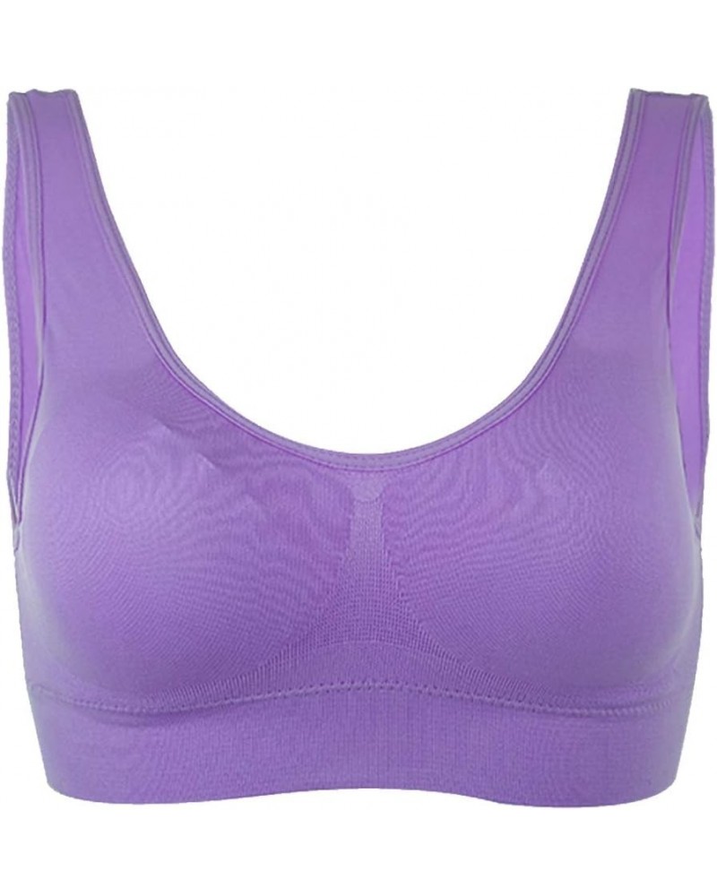 Women Removeable Pads Wirefree Sleep Vest Tops Bra Purple $9.73 Lingerie