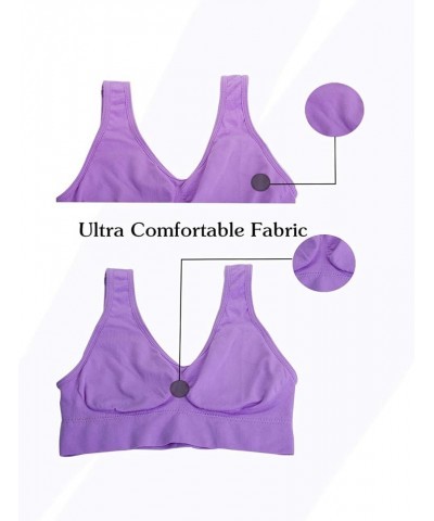 Women Removeable Pads Wirefree Sleep Vest Tops Bra Purple $9.73 Lingerie