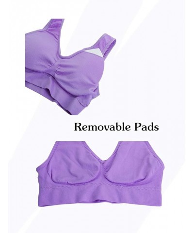 Women Removeable Pads Wirefree Sleep Vest Tops Bra Purple $9.73 Lingerie