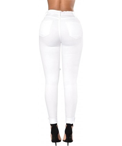 Women's Skinny Jeans Ripped Mid Rise Stretch Destroyed Denim Pants Jeans White-a $20.09 Jeans