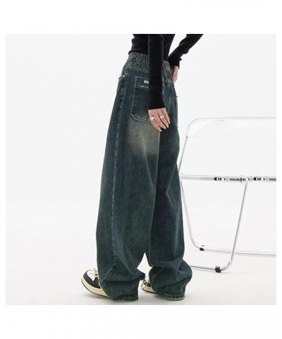 Womens Baggy Jeans Cargo Pants Wide Leg High Waisted Y2K Boyfriend Style Fashion Streetwear Casual Denim Pants Blue $12.47 Jeans