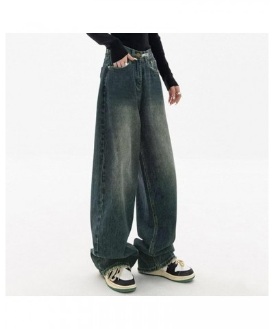 Womens Baggy Jeans Cargo Pants Wide Leg High Waisted Y2K Boyfriend Style Fashion Streetwear Casual Denim Pants Blue $12.47 Jeans