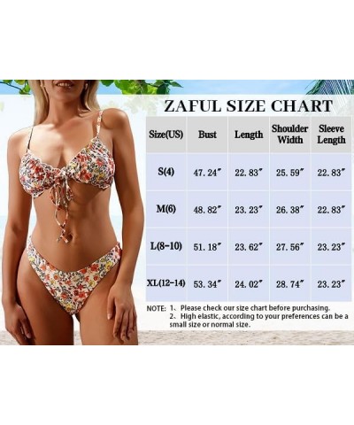 Women's Triangle Bikini Floral Ruffles Bow Tie Up Bikini Set Two Piece Swimsuit 1-peacock Blue $15.96 Swimsuits