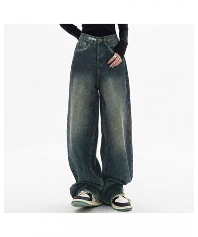 Womens Baggy Jeans Cargo Pants Wide Leg High Waisted Y2K Boyfriend Style Fashion Streetwear Casual Denim Pants Blue $12.47 Jeans