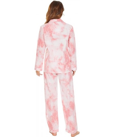 Women Cotton Pajamas Long Sleeve PJs Button Down Sleepwear S-3XL Pink Tie Dye $19.79 Sleep & Lounge