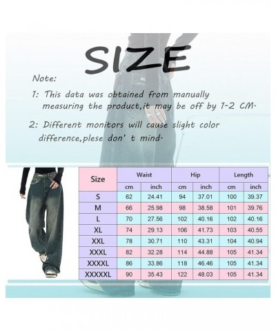 Womens Baggy Jeans Cargo Pants Wide Leg High Waisted Y2K Boyfriend Style Fashion Streetwear Casual Denim Pants Blue $12.47 Jeans