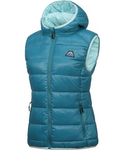 Women’s Lightweight Puffer Vest with Hood, Water-Resistant Sleeveless Jacket for Hiking Ski Harbor Blue $29.06 Vests