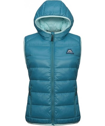 Women’s Lightweight Puffer Vest with Hood, Water-Resistant Sleeveless Jacket for Hiking Ski Harbor Blue $29.06 Vests