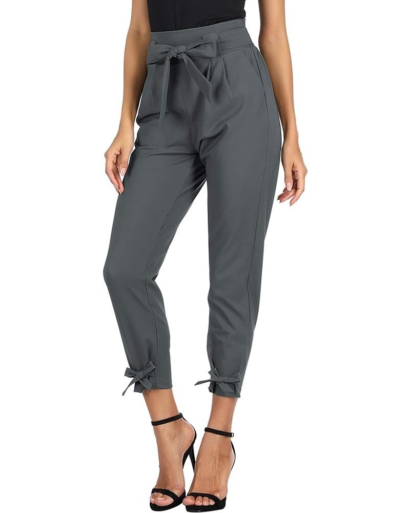 Womens Casual High Waist Pencil Pants with Bow-Knot Pockets for Work Charcoal Gray $13.99 Pants