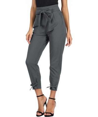 Womens Casual High Waist Pencil Pants with Bow-Knot Pockets for Work Charcoal Gray $13.99 Pants