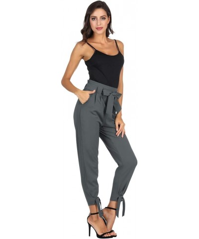 Womens Casual High Waist Pencil Pants with Bow-Knot Pockets for Work Charcoal Gray $13.99 Pants