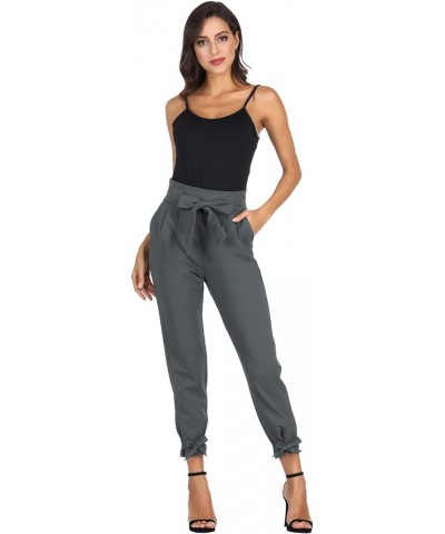 Womens Casual High Waist Pencil Pants with Bow-Knot Pockets for Work Charcoal Gray $13.99 Pants