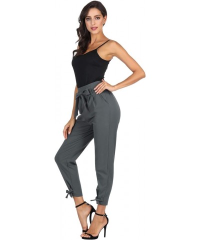 Womens Casual High Waist Pencil Pants with Bow-Knot Pockets for Work Charcoal Gray $13.99 Pants