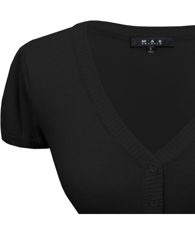 Women's Cropped Bolero Cardigan – Short Sleeve V-Neck Basic Classic Casual Button Down Knit Soft Sweater Top (S-4XL) Black $1...