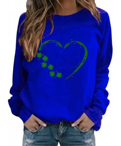 St Patricks Day Sweatshirt Women Funny Shamrock Printed Graphic Long Sleeve Shirt Casual Plus Size Irish Cute Clover Tops 03-...