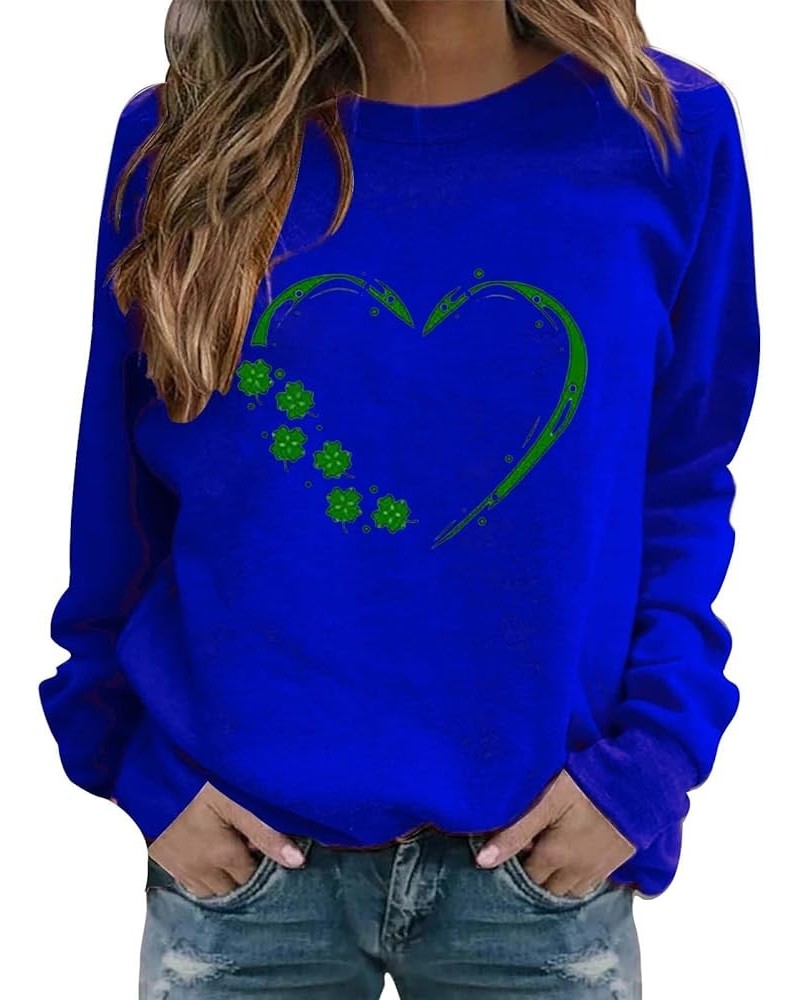 St Patricks Day Sweatshirt Women Funny Shamrock Printed Graphic Long Sleeve Shirt Casual Plus Size Irish Cute Clover Tops 03-...