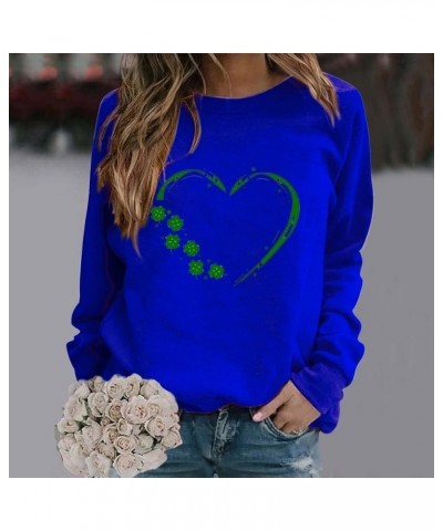 St Patricks Day Sweatshirt Women Funny Shamrock Printed Graphic Long Sleeve Shirt Casual Plus Size Irish Cute Clover Tops 03-...