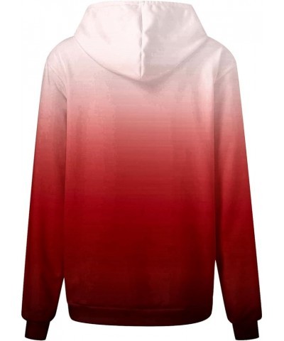 Women Oversized Hooded Sweatshirts Plus Size Long Sleeve Casual Hoodies Drawstring Gradient Y2K Baggy Cute Hoodie 7 Red $9.85...