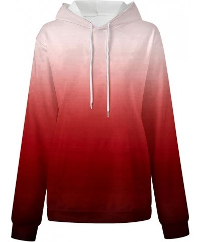 Women Oversized Hooded Sweatshirts Plus Size Long Sleeve Casual Hoodies Drawstring Gradient Y2K Baggy Cute Hoodie 7 Red $9.85...