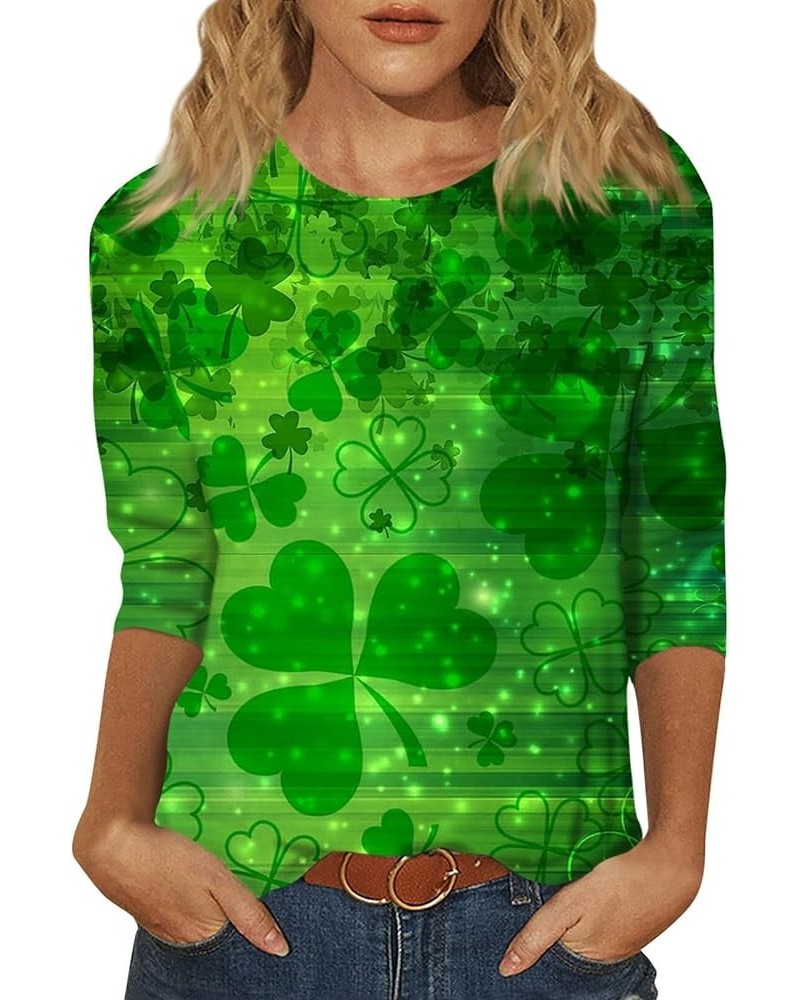 St Patricks Day Shirt Womens Tops St Patricks Day Shirt Women Irish Shirts Four-Leaf Clover Printed Blouses 01-dark Green $10...