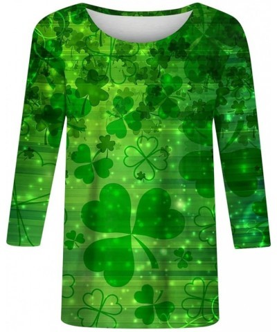 St Patricks Day Shirt Womens Tops St Patricks Day Shirt Women Irish Shirts Four-Leaf Clover Printed Blouses 01-dark Green $10...