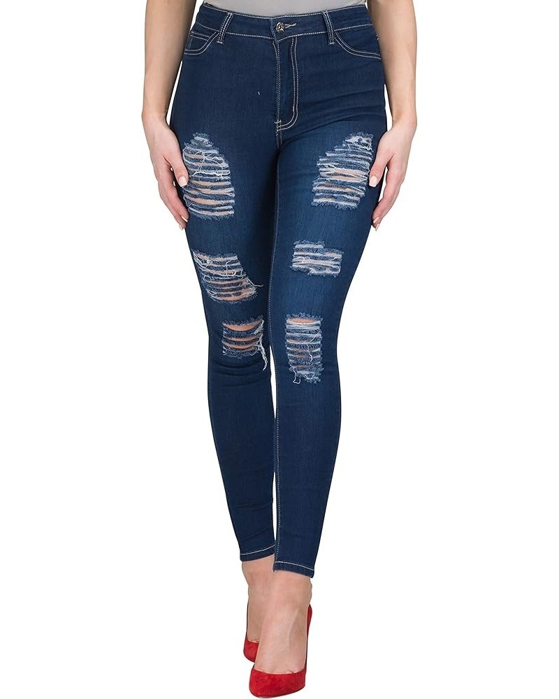 High Waisted Skinny Denim Distressed Ripped Jeans Pants Summer 142 -Dark $22.79 Jeans