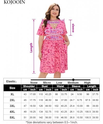 Plus Size Summer Dress Women's V Neck Short Sleeve A Line Flowy Midi Dresses Plus Size Floral Party Dress S-pink Flower $18.6...