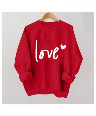 Valentines Shirts for Women 2024 Heart Sweater Pullover Love Print Long Sleeve Casual Sweatshirt Loose Valentines Day Outfit ...