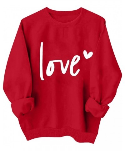 Valentines Shirts for Women 2024 Heart Sweater Pullover Love Print Long Sleeve Casual Sweatshirt Loose Valentines Day Outfit ...