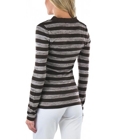 Women's Classic Long Sleeve V-Neck Pullover Sweater Striped: Brown $10.23 Sweaters