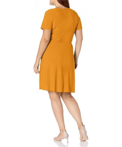 Women's Plus Size Ss Ballerina Wrap Dress Mustard $16.98 Dresses