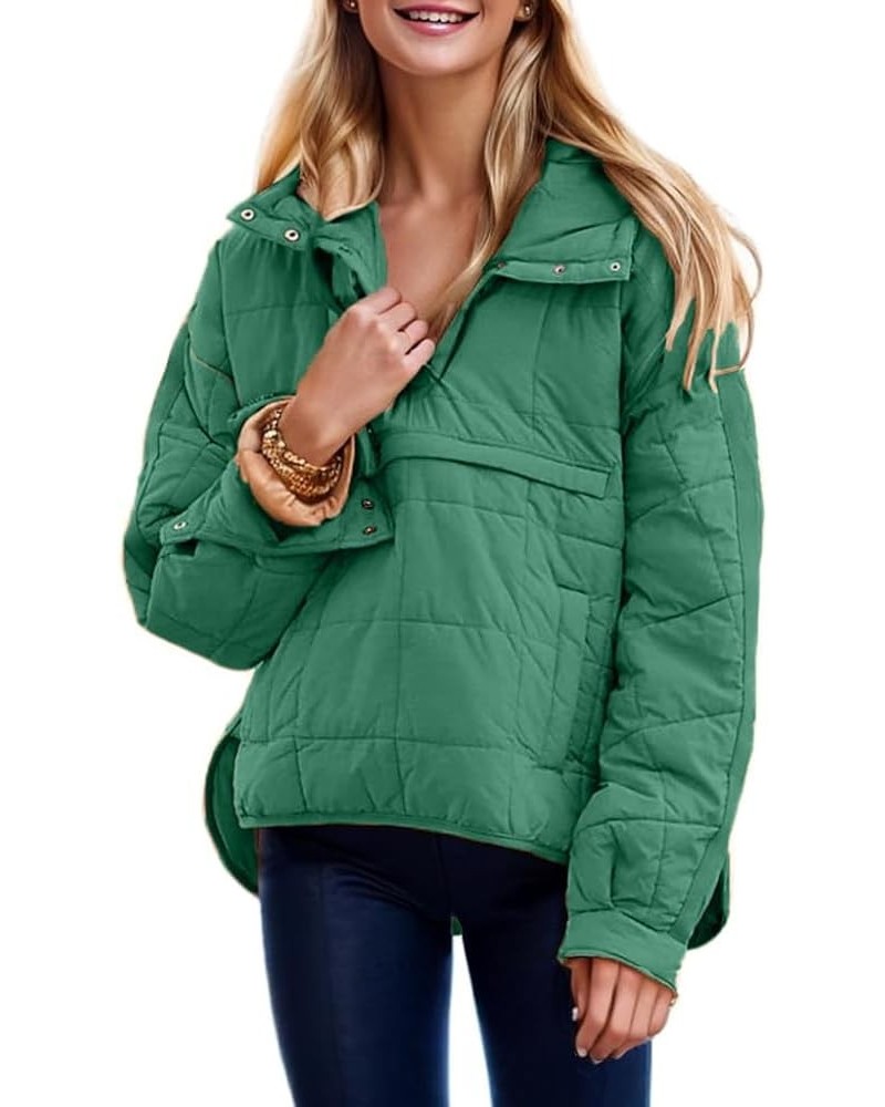 Womens Oversized Hooded Puffer Jacket Lightweight Pullover Hoodies Quilted Dolman Long Sleeve Warm Winter Coat Green $22.00 J...